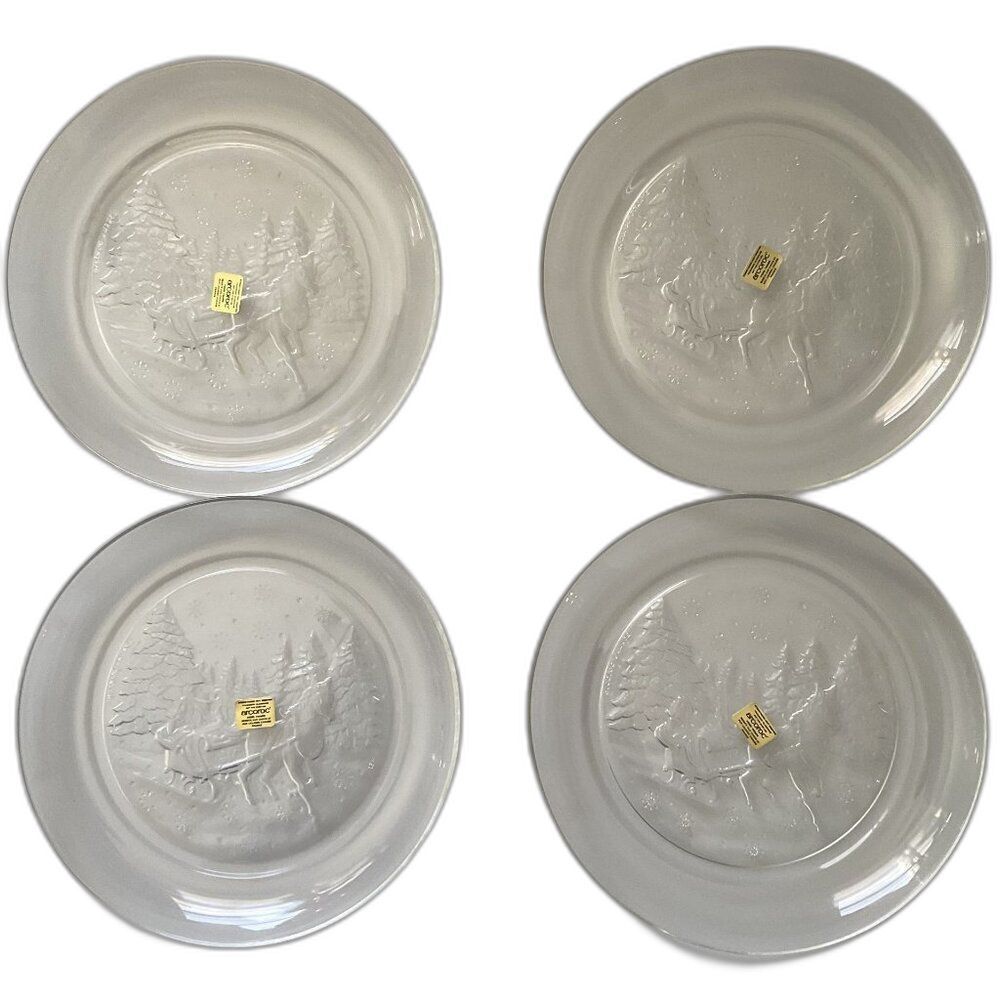 New Vintage 1994 Avon President's Club Christmas Dessert Plates Set of 4 Clear G